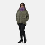 Faux Fur Snood with Drawstring (Size 35x28 Cm) - Purple
