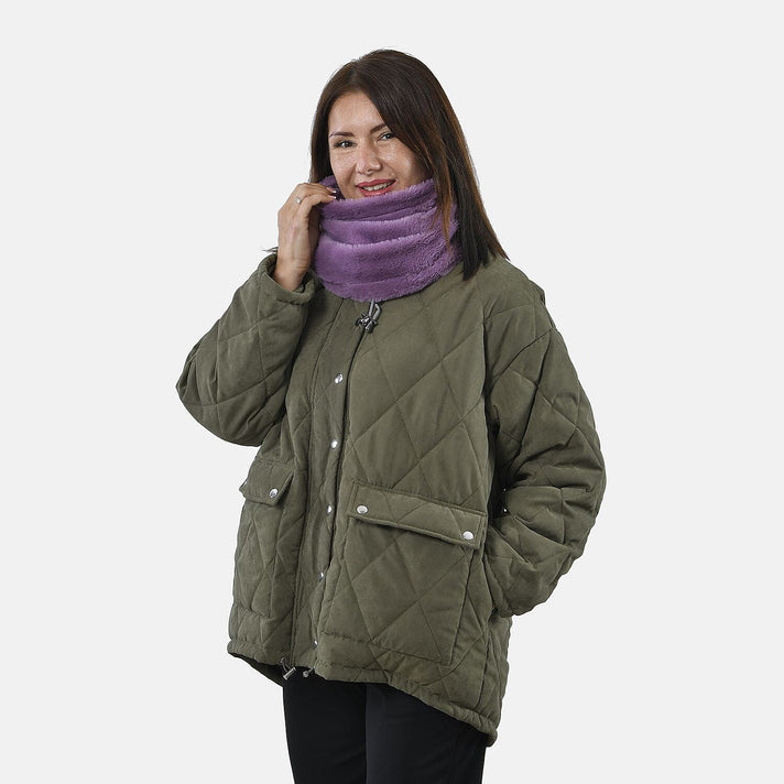 Faux Fur Snood with Drawstring (Size 35x28 Cm) - Purple 8833985 2