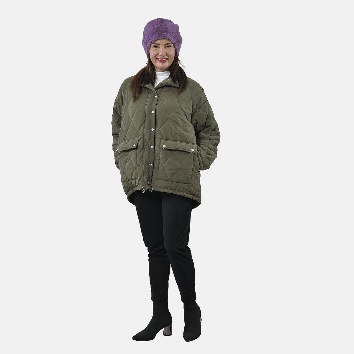 Faux Fur Snood with Drawstring (Size 35x28 Cm) - Purple 8833985 4