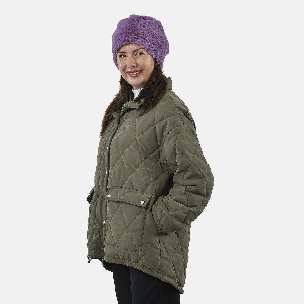 Faux Fur Snood with Drawstring (Size 35x28 Cm) - Purple 8833985 5
