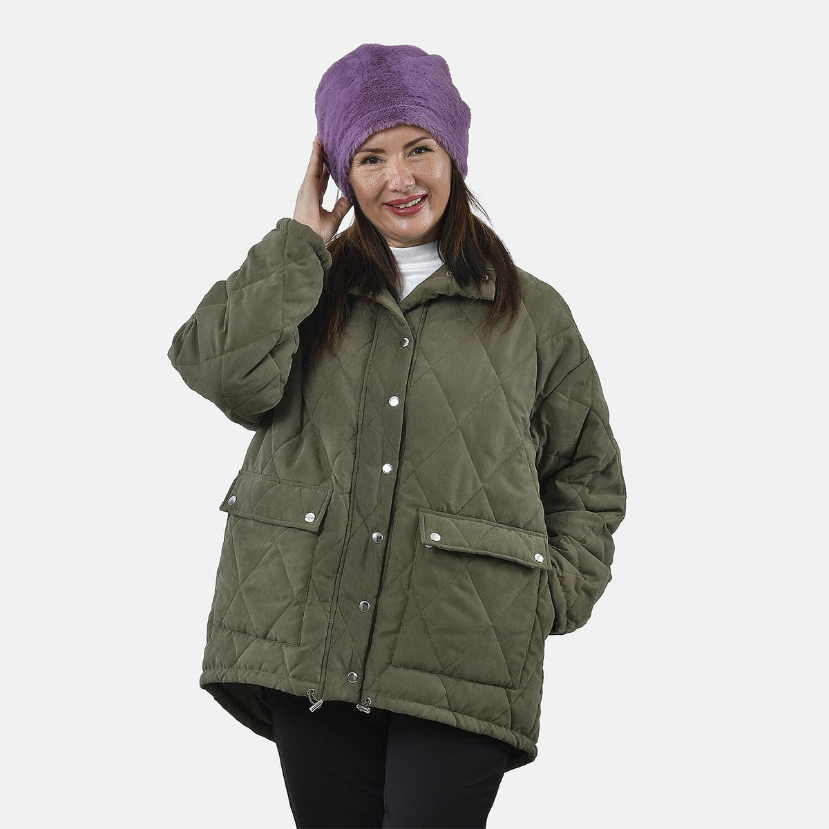 Faux Fur Snood with Drawstring (Size 35x28 Cm) - Purple 8833985 6