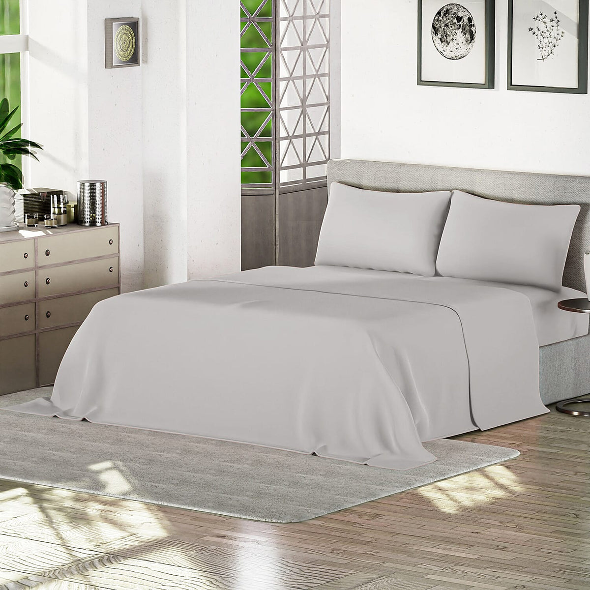 Set of 4 - Flat &amp; Fitted Bedsheets with 2 Pillow Cases 7507032 0