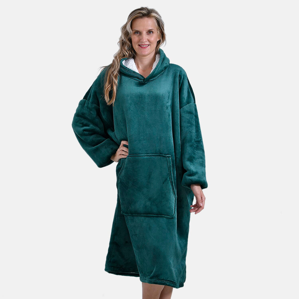 Mega Winter Closeout - Super Soft Fleeced Hoodie Blanket (One Size) - Green