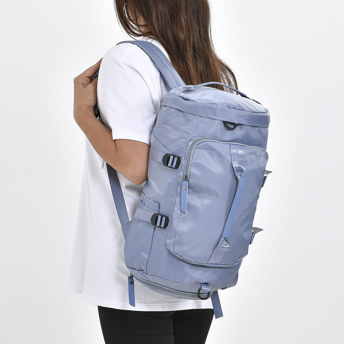 Multi-Function Travel Bag with Backpack Straps &amp; 4 Exterior Zipped Pockets - Blue 7509053 2