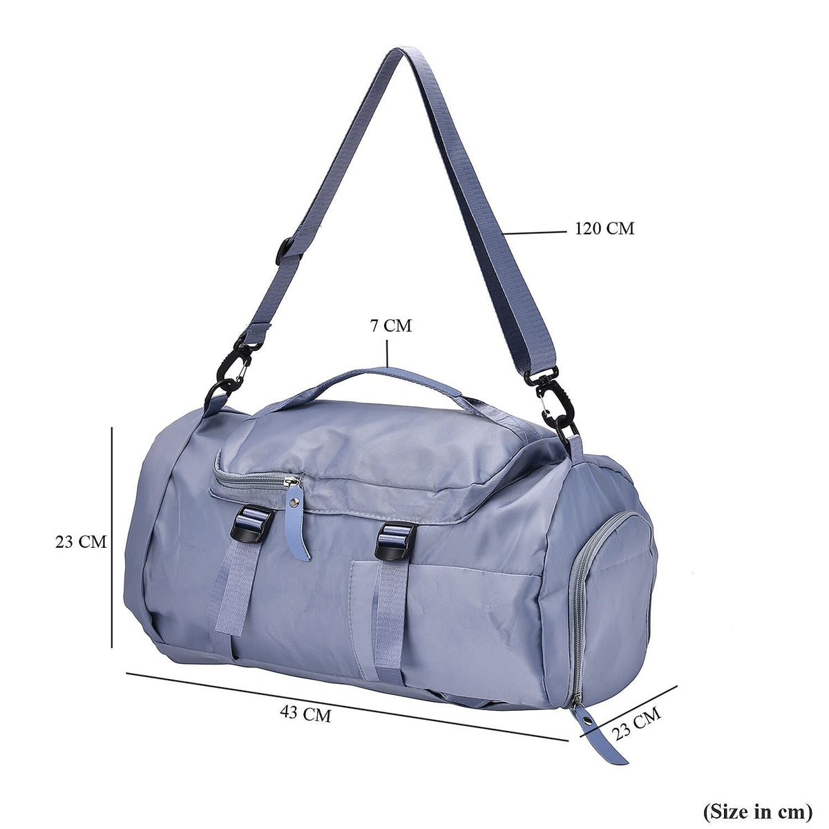 Multi-Function Travel Bag with Backpack Straps &amp; 4 Exterior Zipped Pockets - Blue 7509053 6