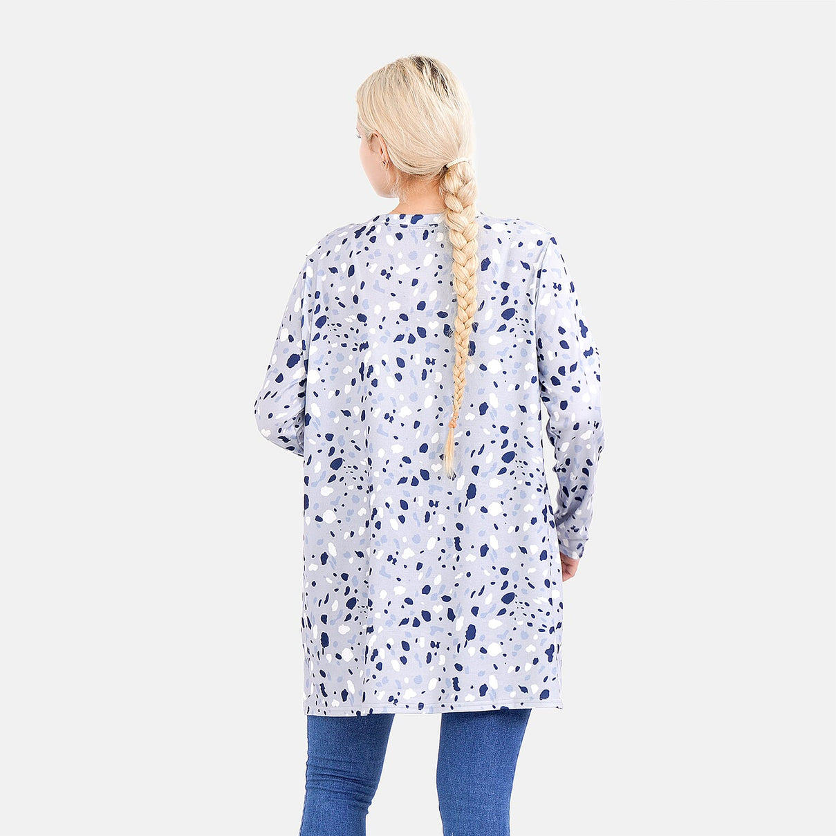 LA MAREY Spot Pattern Jersey Top (One Size Upto UK 20) - Grey 7664198 2