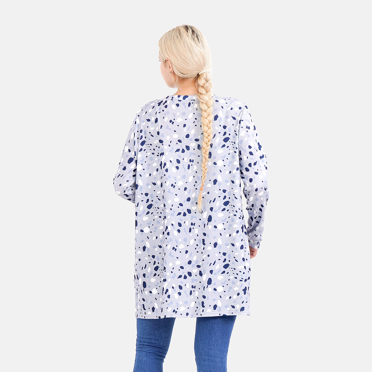 LA MAREY Spot Pattern Jersey Top (One Size Upto UK 20) - Grey 7664198 2