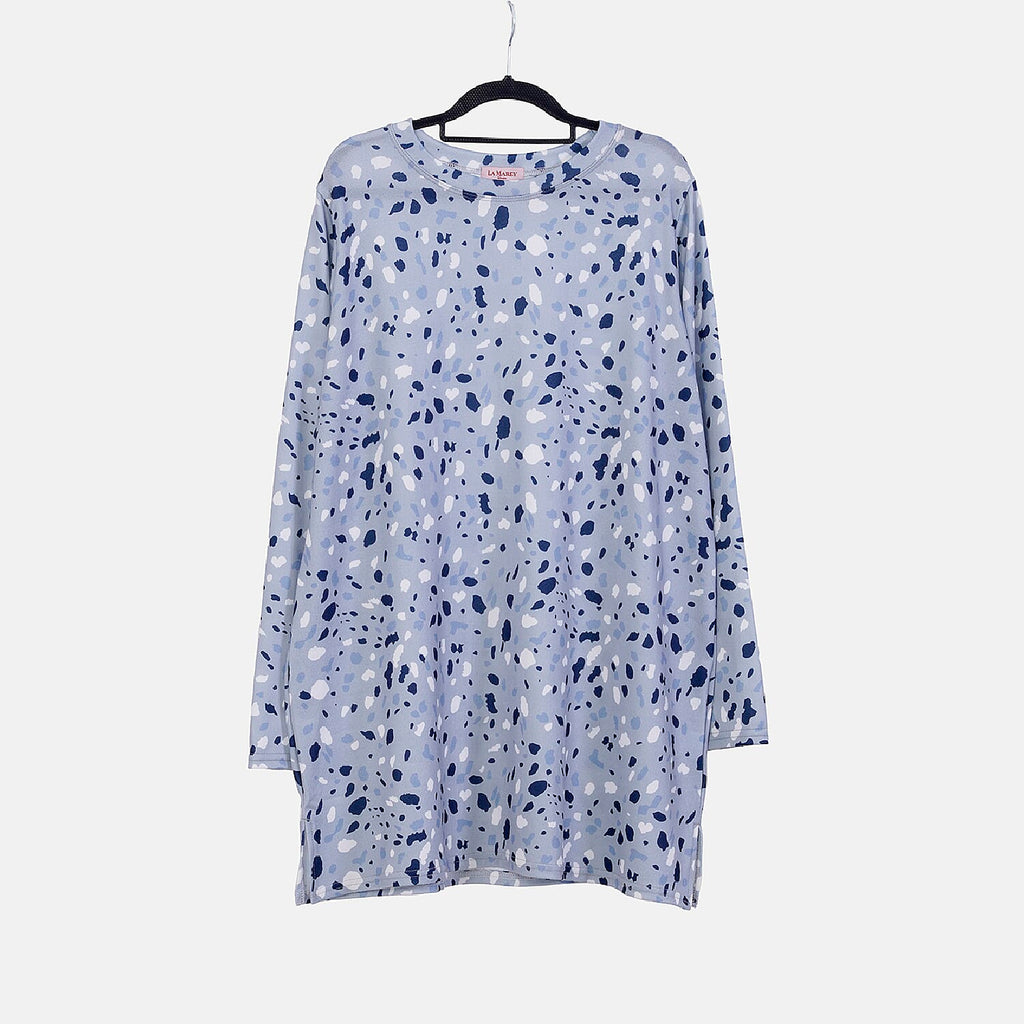 LA MAREY Spot Pattern Jersey Top (One Size Upto UK 20) - Grey