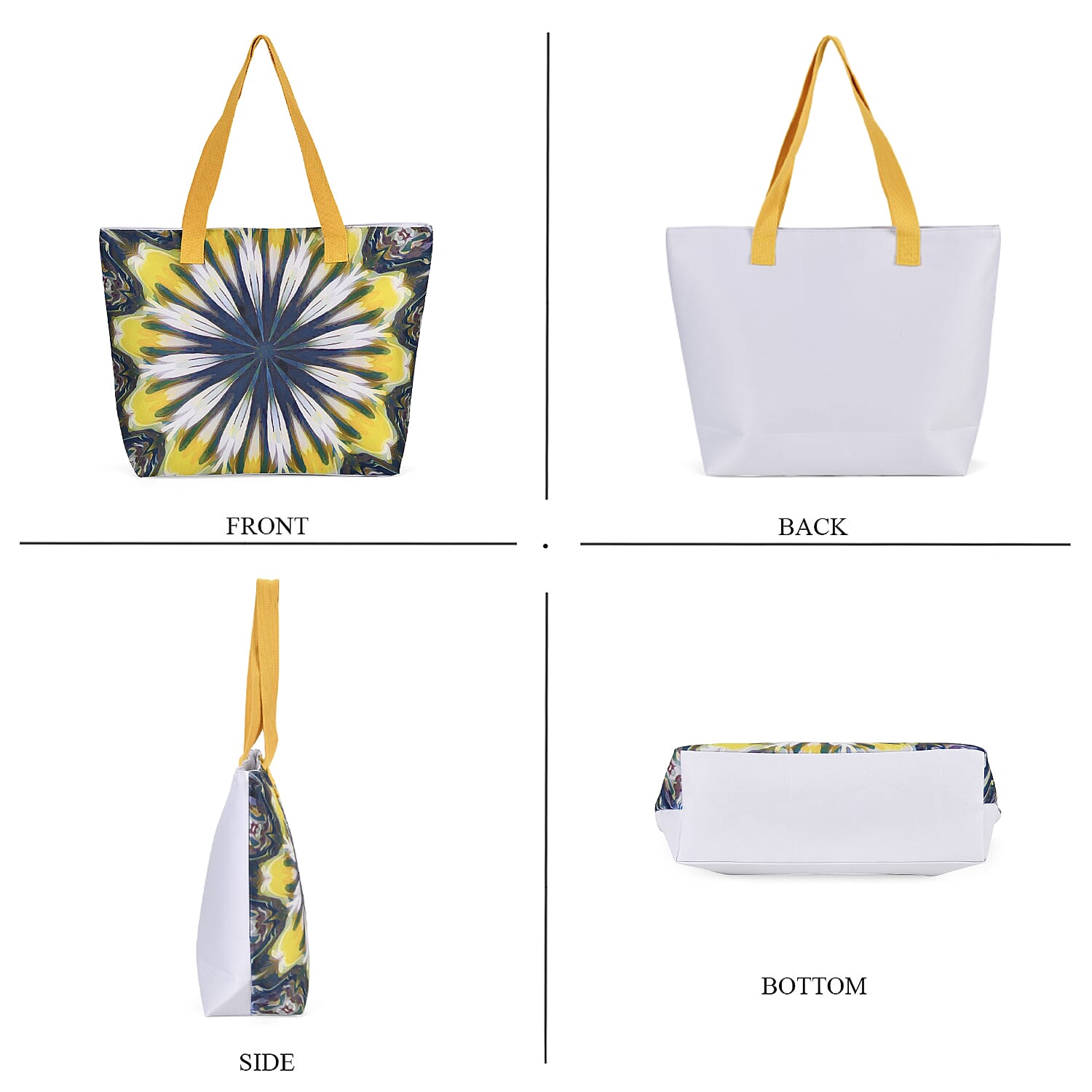 Set of 2 Tie Dye Pattern Tote Bag with Handle Drop - Blue &amp; Yellow 7689706 2