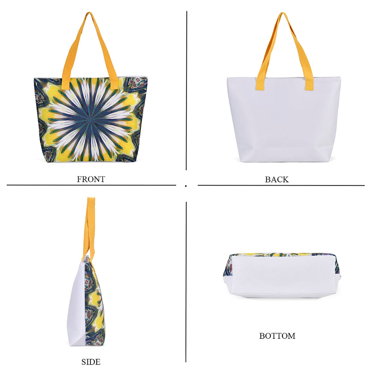 Set of 2 Tie Dye Pattern Tote Bag with Handle Drop - Blue &amp; Yellow 7689706 4