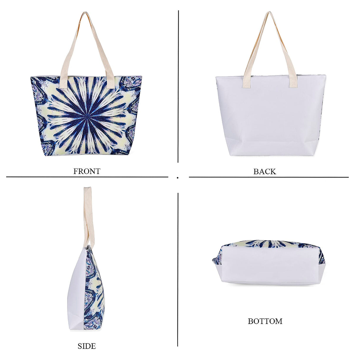 Set of 2 Tie Dye Pattern Tote Bag with Handle Drop - Blue &amp; Yellow 7689706 5