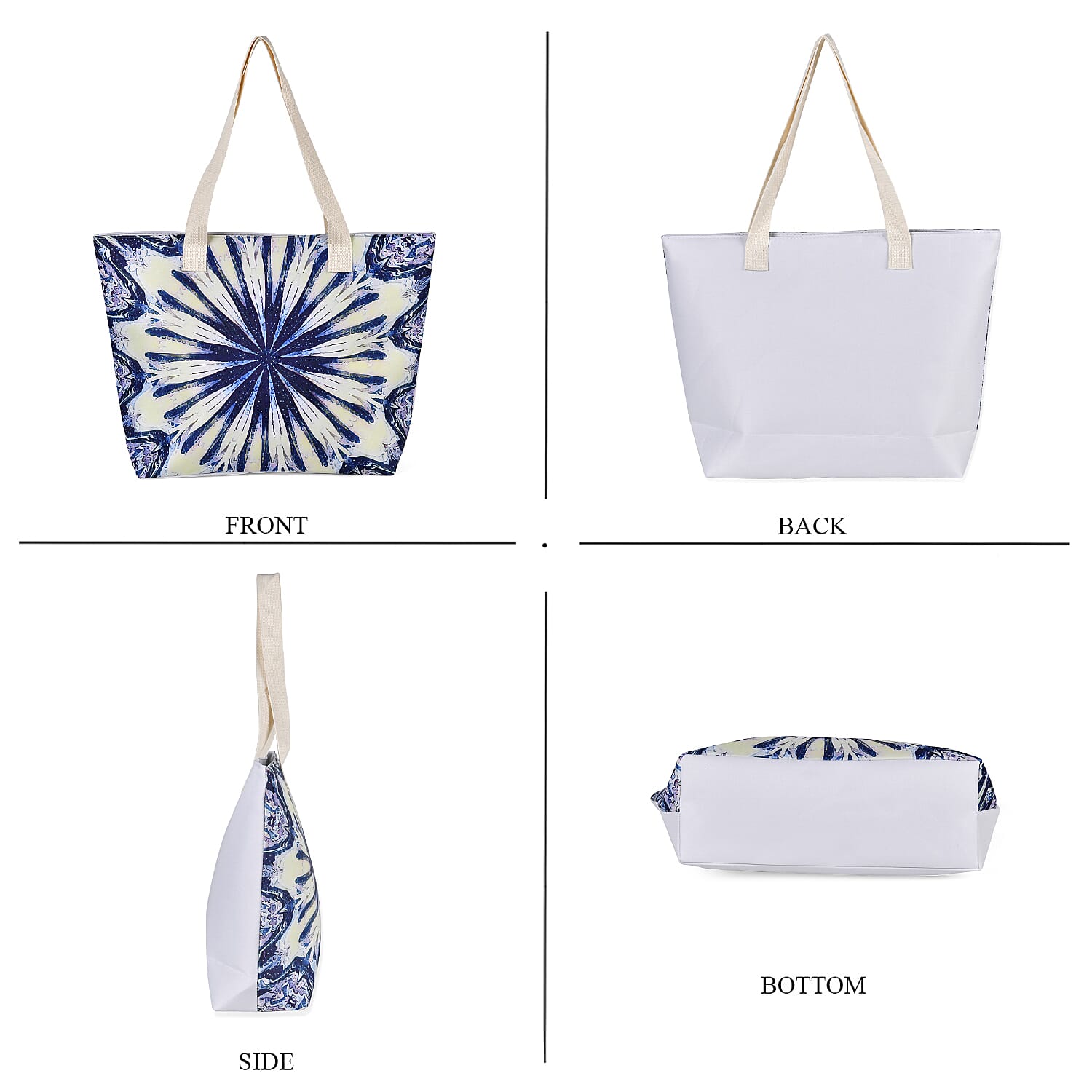 Set of 2 Tie Dye Pattern Tote Bag with Handle Drop - Blue &amp; Yellow 7689706 5
