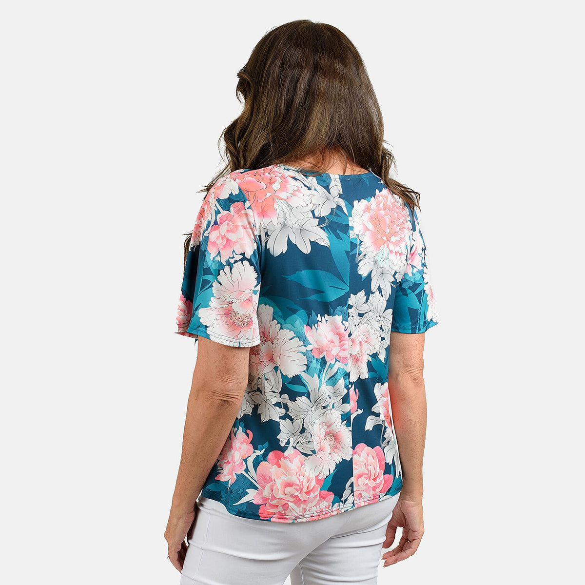 Flutter Sleeve Top - Aqua V32633026 2