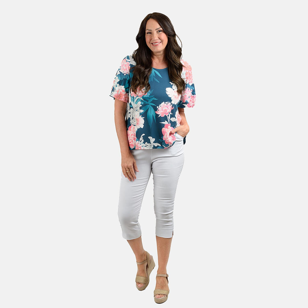 Flutter Sleeve Top - Aqua