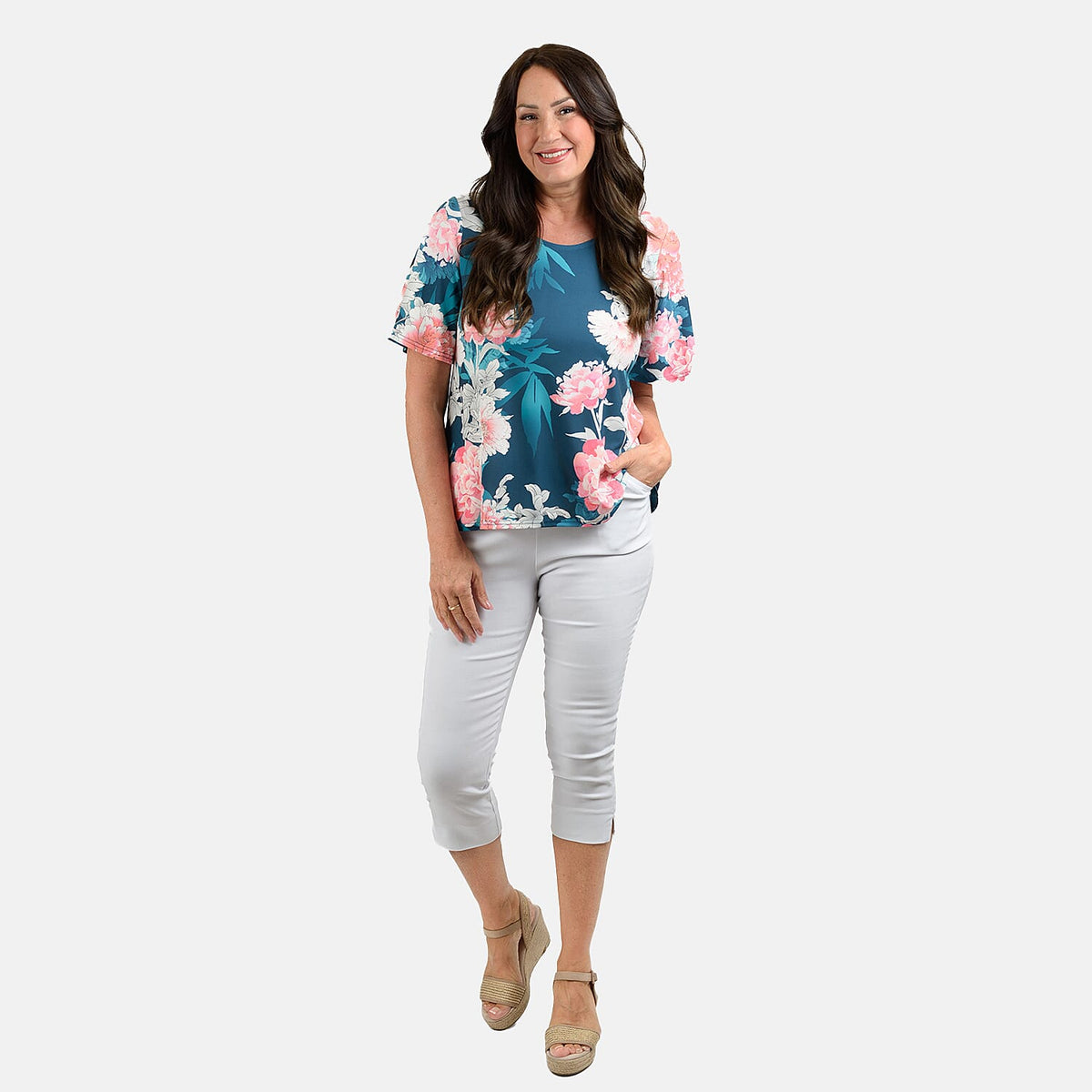 Flutter Sleeve Top - Aqua V32633026 4