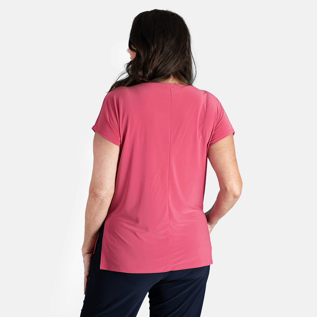 STYLED BY Notch Neck Top (Size M) - Cerise