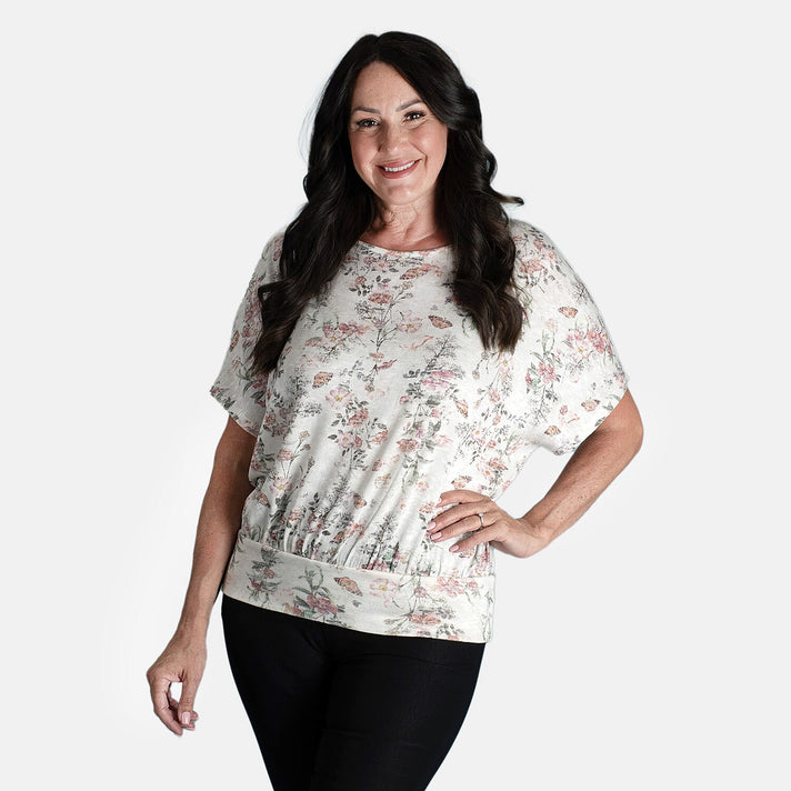 Closeout Deal Batwing Printed Top (Size 10) - Rose 7782717 1