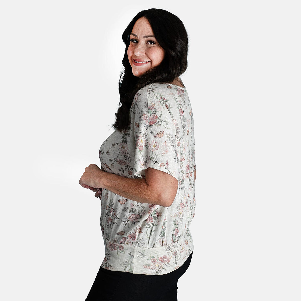 Closeout Deal Batwing Printed Top (Size 10) - Rose 7782717 1