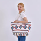 Polyester Tribal Tote Bag (Size 38x21x37 cm) - White