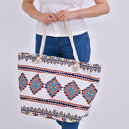 Polyester Tribal Tote Bag (Size 38x21x37 cm) - White
