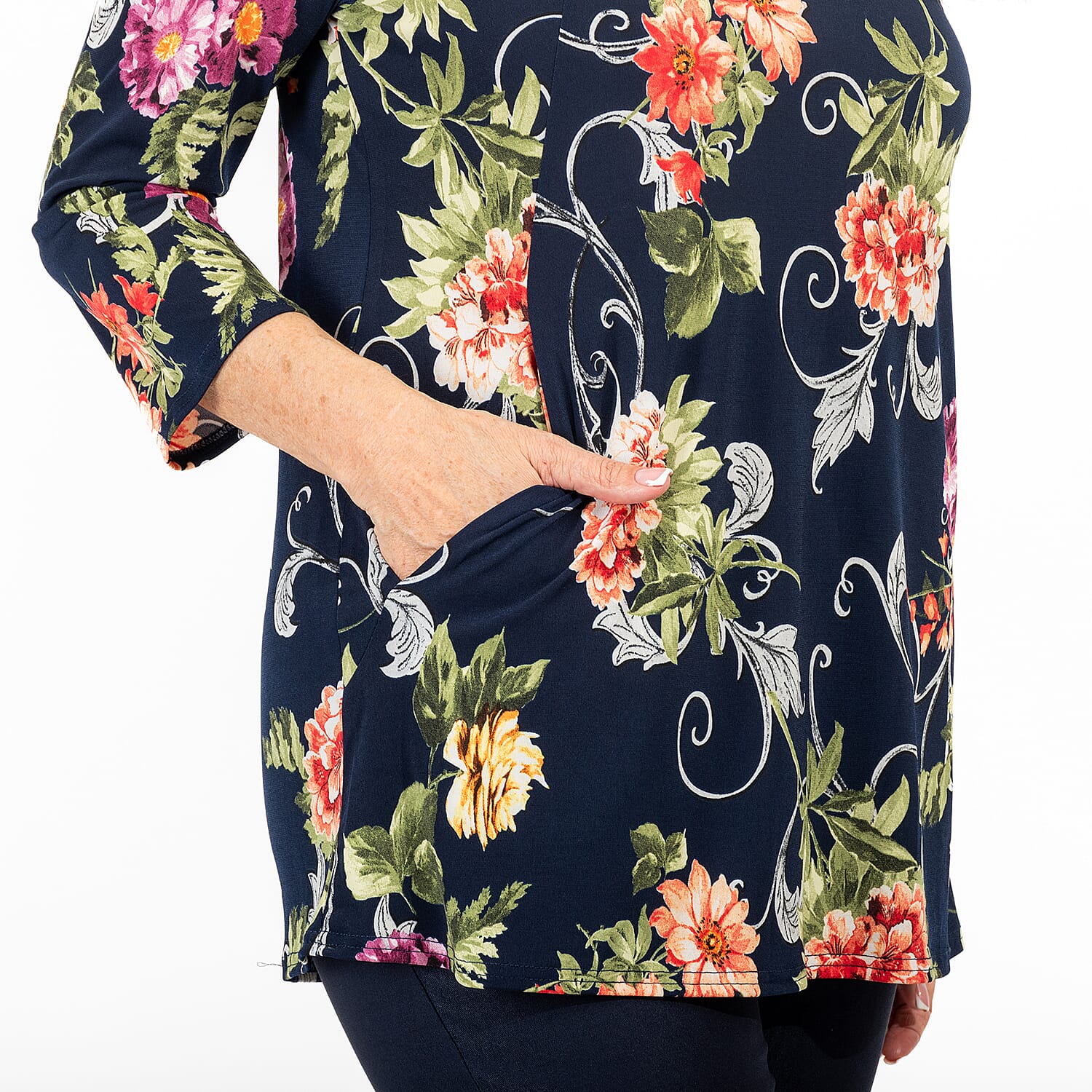 Polyester Tunic (Size 1x1 cm) - Navy Floral 7730273 3