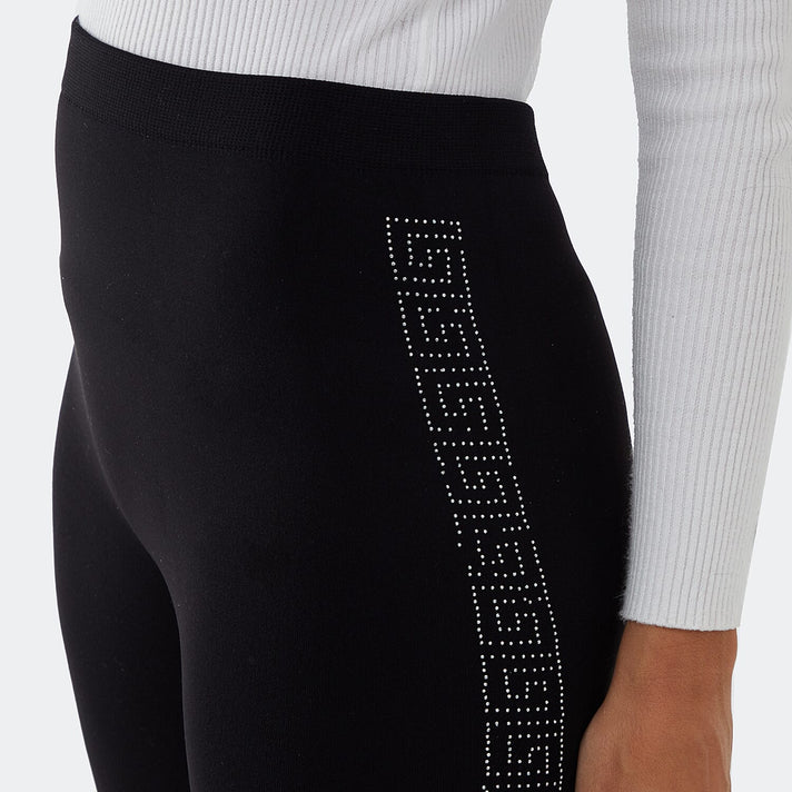 Nova of London - Fleece Lined Leggings With Side Geometric Diamante Pattern (Size S) - Black 7708736 2
