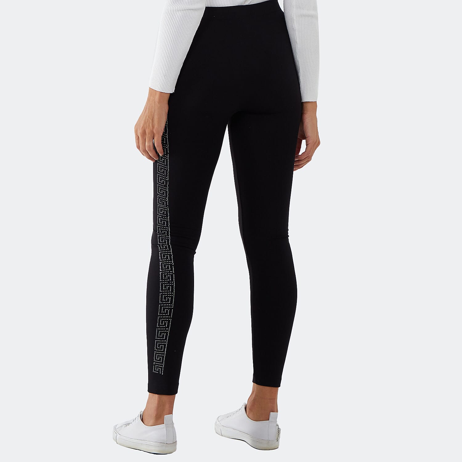 Nova of London - Fleece Lined Leggings With Side Geometric Diamante Pattern (Size S) - Black V32516145 2