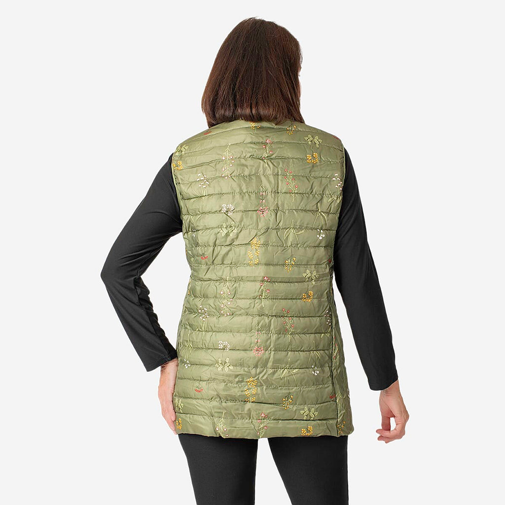 Weekend Ladies Floral Pack Away Gilet (Size 12)- Green