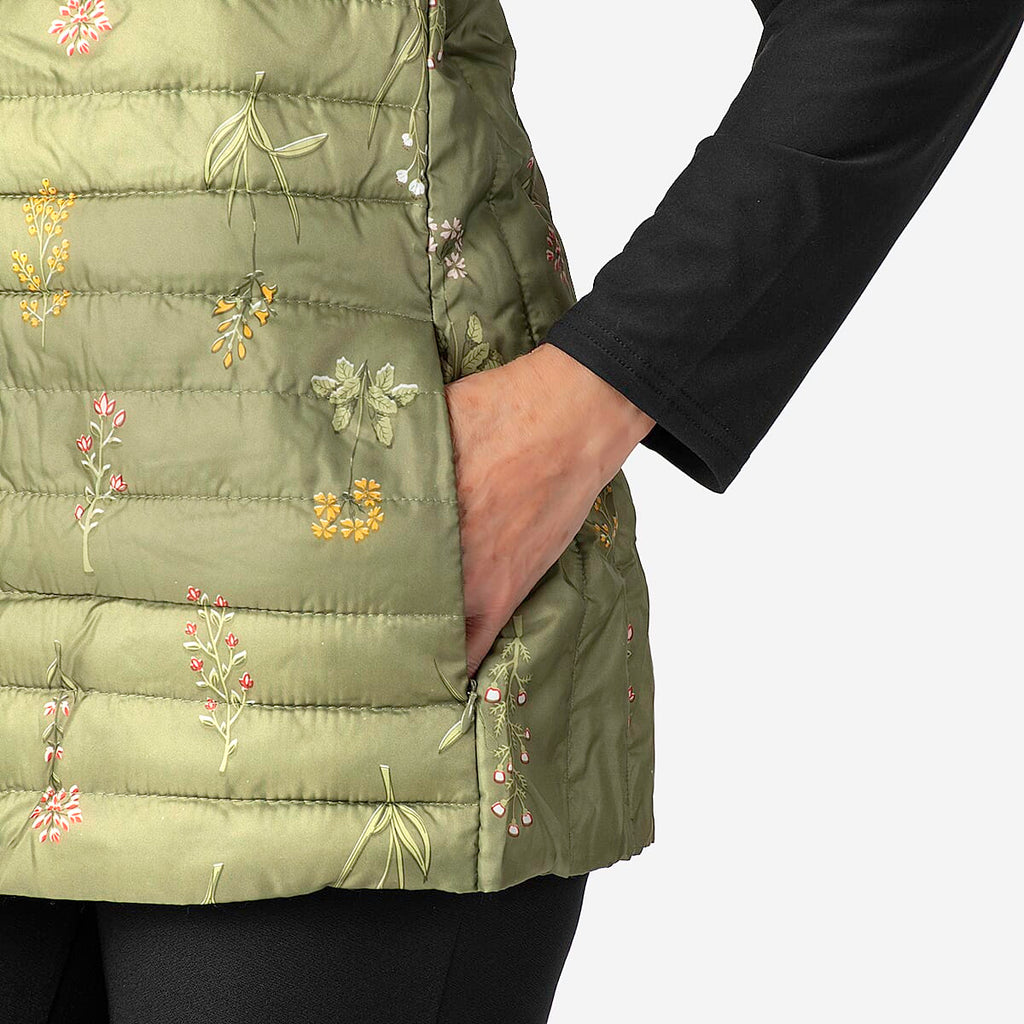 Weekend Ladies Floral Pack Away Gilet (Size 12)- Green