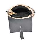 Stylish Zebra Stripe Pattern Leatherette Crossbody Bag - Beige - Black
