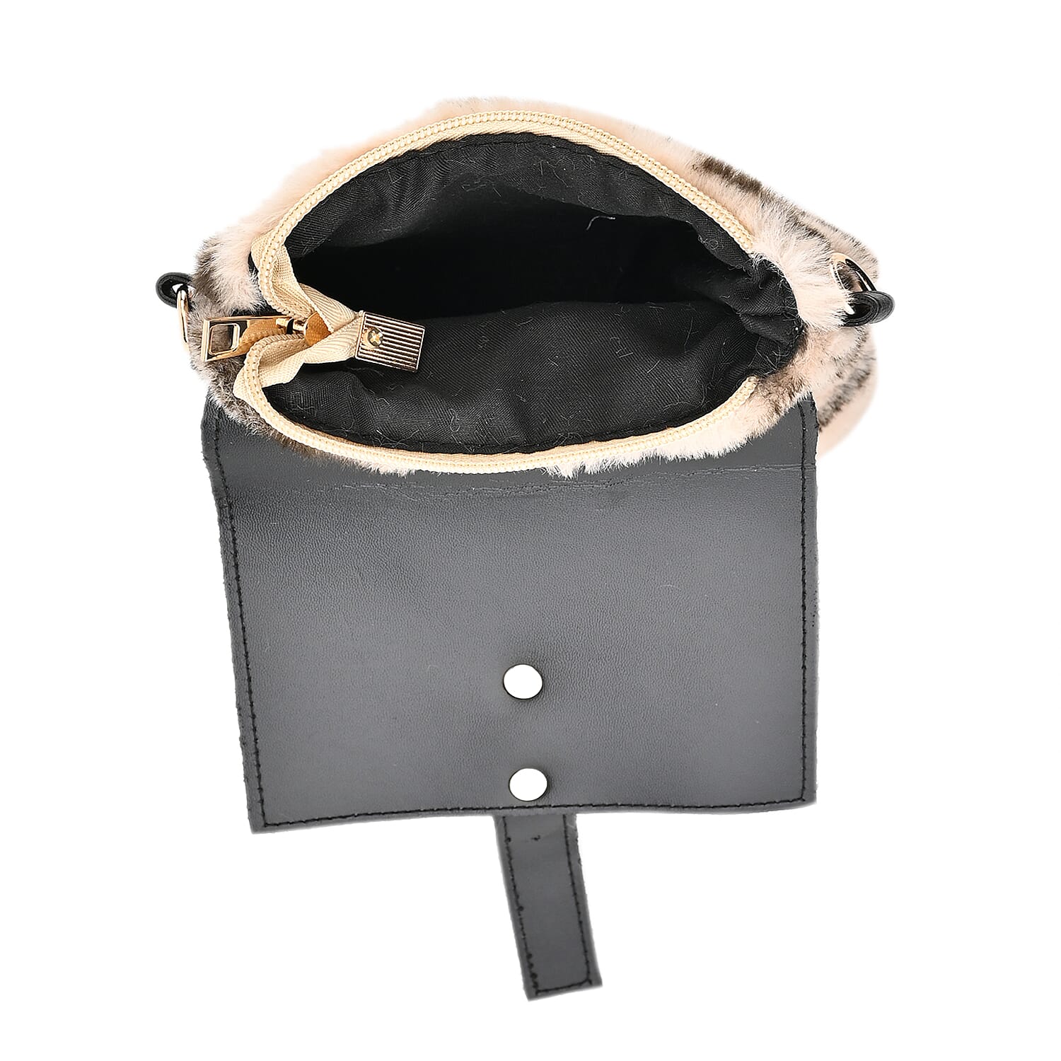 Stylish Zebra Stripe Pattern Leatherette Crossbody Bag - Beige - Black 7618539 2