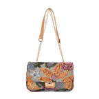 Sequin floral embroidery crossbody bag - Orange