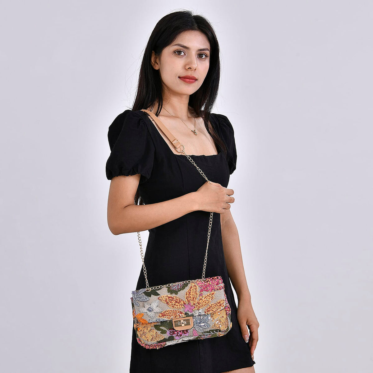 Sequin Floral Crossbody Bag 7689259 1