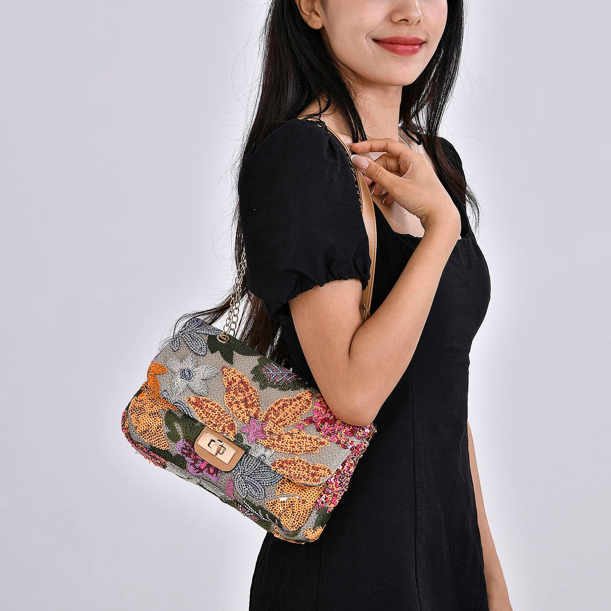 Sequin Floral Crossbody Bag 7689259 2