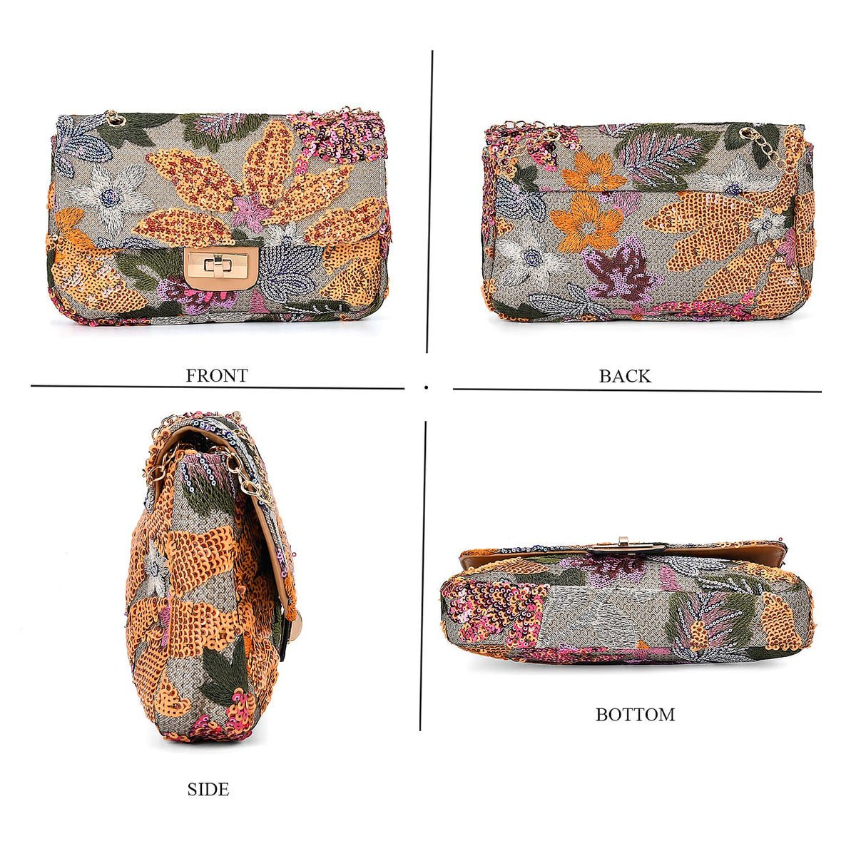Sequin Floral Crossbody Bag 7689259 3