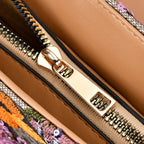 Sequin floral embroidery crossbody bag - Orange