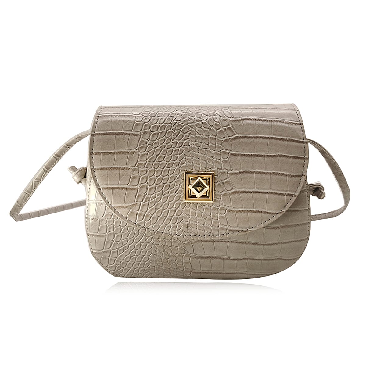 Croc Embossed Twistlock Shoulder Bag - Grey 7576813 0