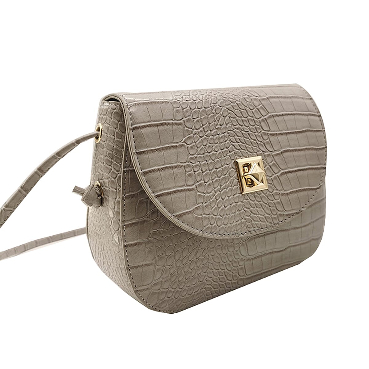 Croc Embossed Twistlock Shoulder Bag - Grey 7576813 4