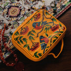 Portable Hand Painted Rainbow Lorikeet Theme Genuine Leather Jewellery Organiser - Orange