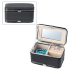 2 in 1 - Six Piece Manicure Set and Travel Jewellery Organiser with Inside Mirror (Size 12x6x6cm) - Black