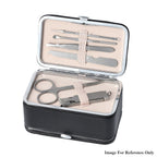 2 in 1 - Six Piece Manicure Set and Travel Jewellery Organiser with Inside Mirror (Size 12x6x6cm) - Black
