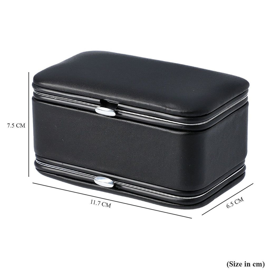 2 in 1 - Six Piece Manicure Set and Travel Jewellery Organiser with Inside Mirror (Size 12x6x6cm) - Black