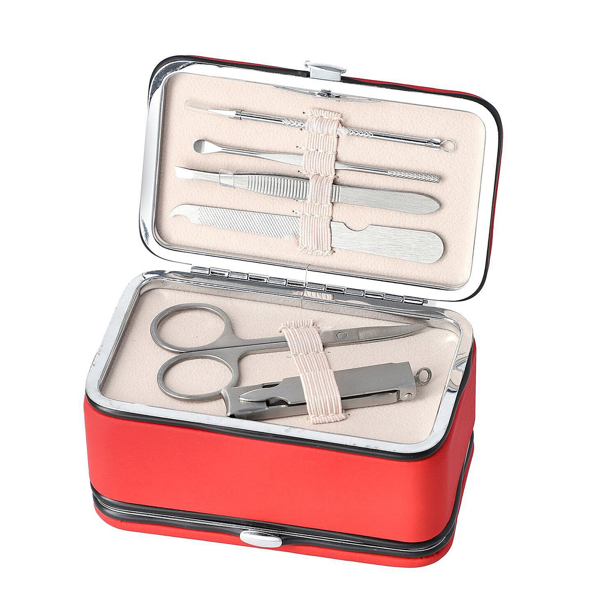 Portable Jewellery Box with Manicure Set Organiser - Red 6841649 5