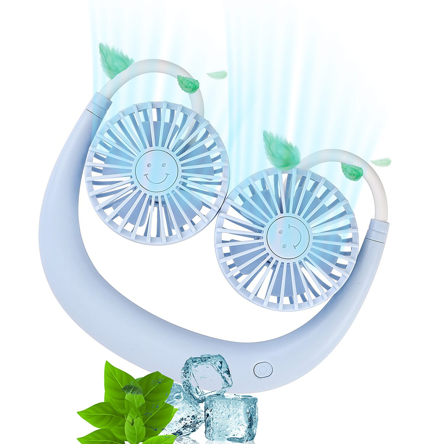 Portable Neck Fan with USB Rechargeable (1200mah) -Blue 7315130 1