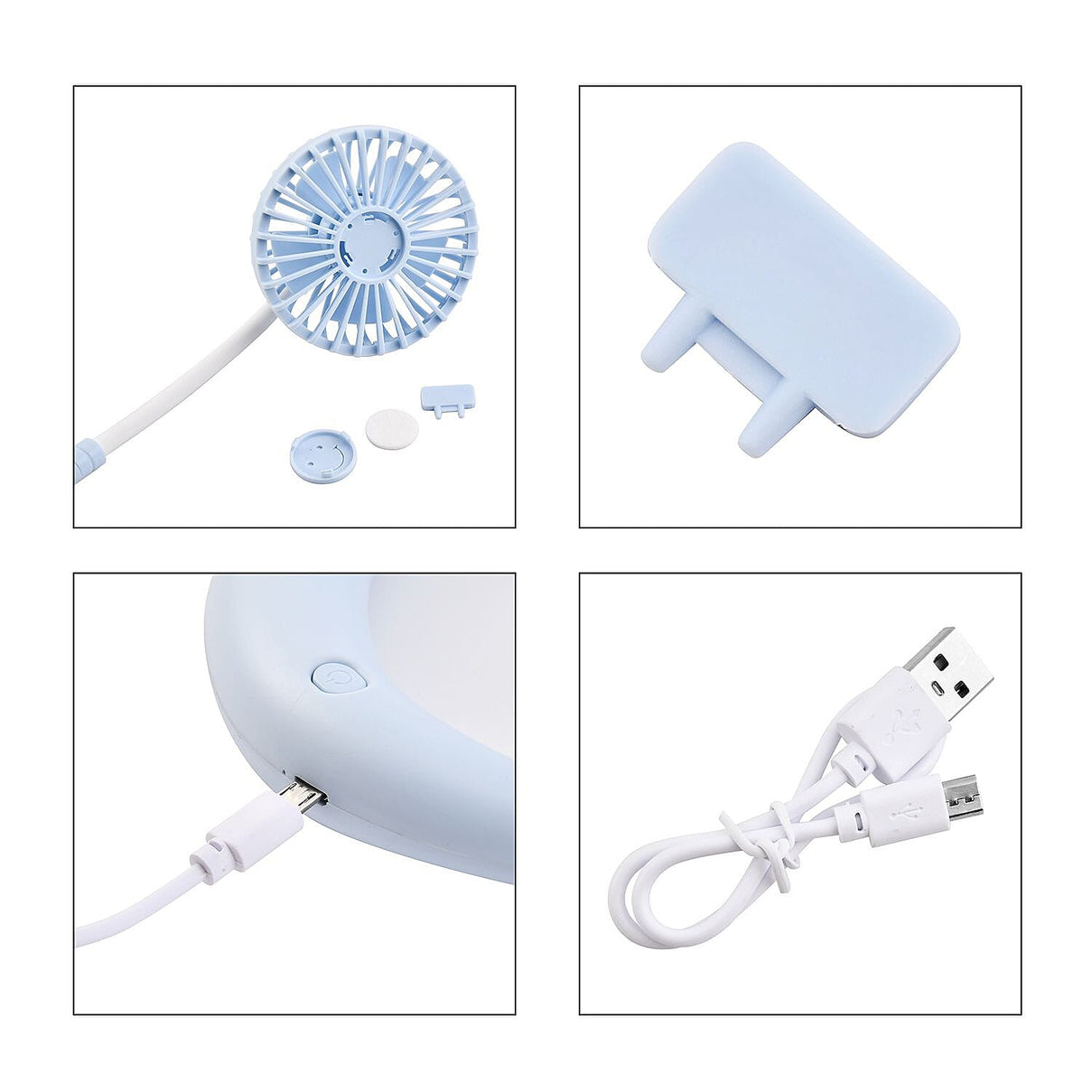 Portable Neck Fan with USB Rechargeable (1200mah) -Blue 7315130 7
