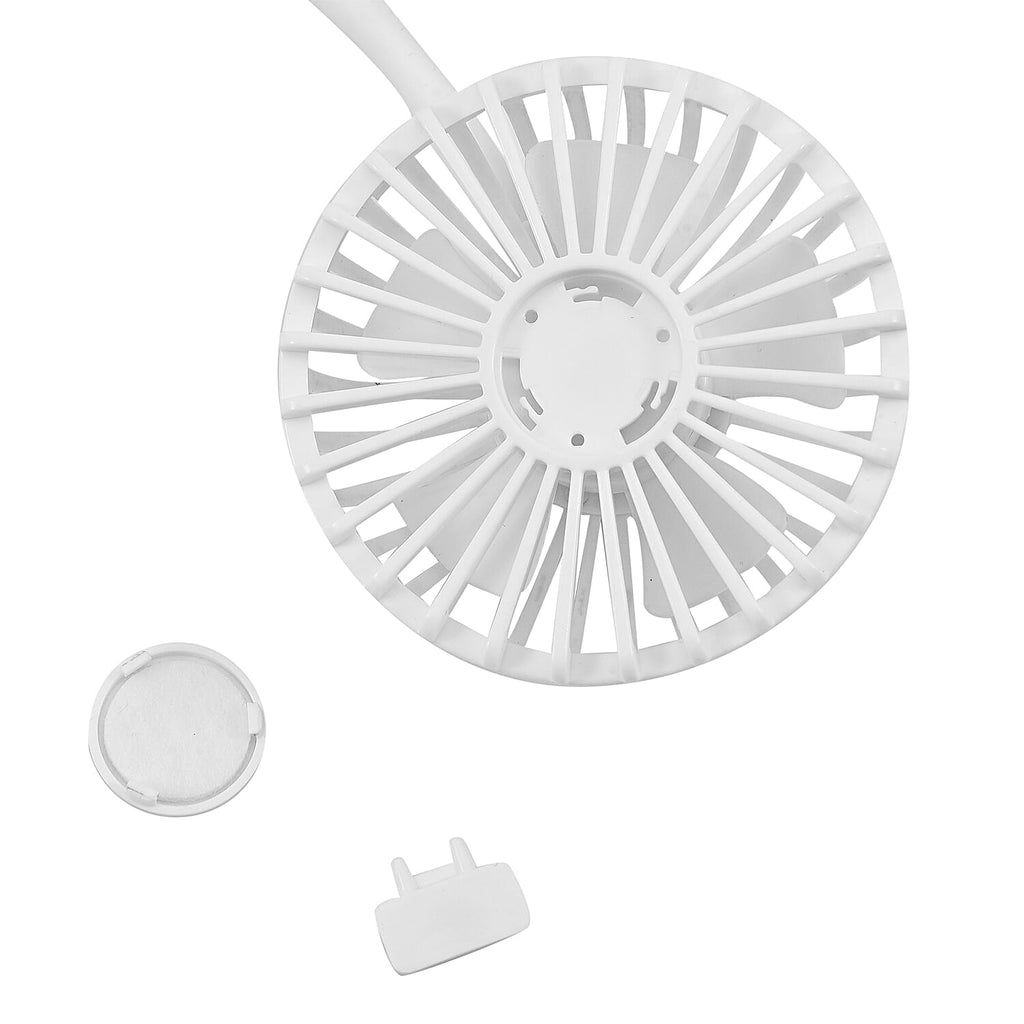 Rechargeable Neck Fan with Light - White