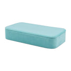 Portable Velvet Jewellery Box with Inside Mirror and Anti Tarnish Lining (Size 25x12x5 Cm) - Aquamarine Colour