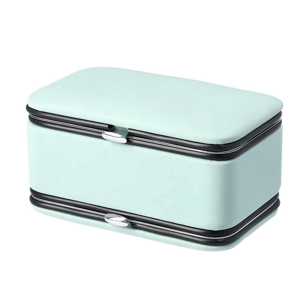 2 in 1 - Six Piece Manicure Set and Travel Jewellery Organiser with Inside Mirror (Size 12x6x6cm) - Mint Green
