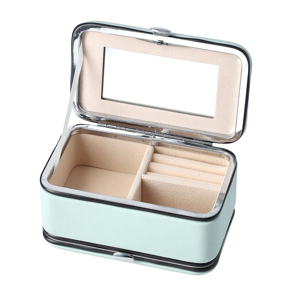 2 in 1 - Six Piece Manicure Set and Travel Jewellery Organiser with Inside Mirror (Size 12x6x6cm) - Mint Green