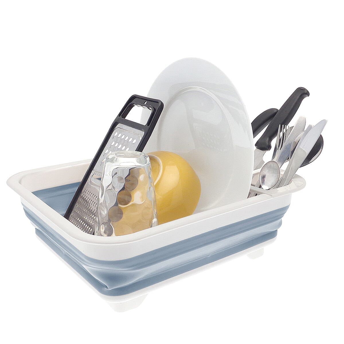 Set of 2 Collapsible Disk Rack and Collapsible Colander - Grey and White 7829164 3